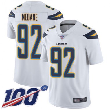 Los Angeles Chargers NFL Football Brandon Mebane White Jersey Men Limited #92 Road 100th Season Vapor Untouchable